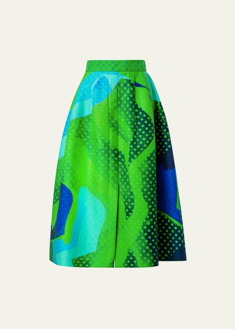 Akris Printed A-Line Midi Skirt