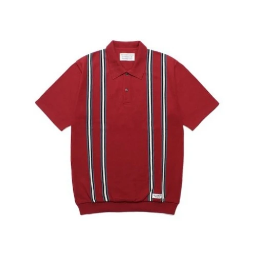 WACKO MARIA STRIPED KNIT POLO SHIRT
