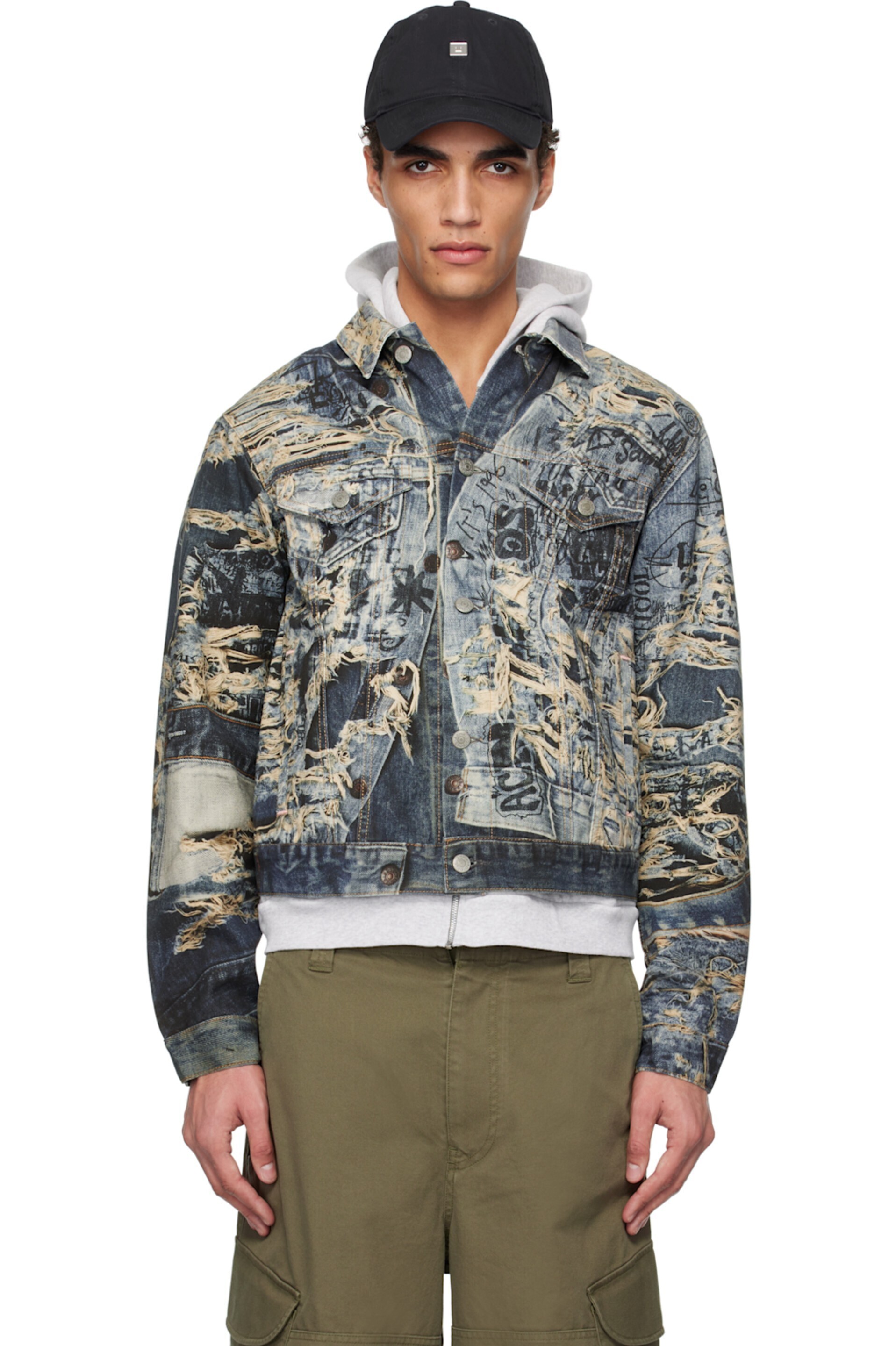 Acne Studios ネイビー トロンプルイユ デニムジャケット