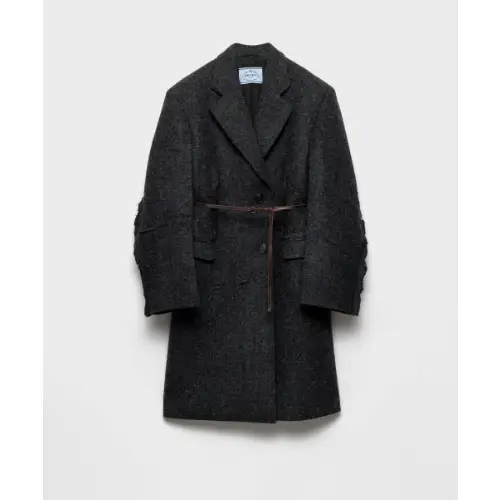 PRADA シングルブレスト シェットランドウール コート
