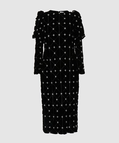 BELPER EMBROIDERY VELVET DRESS