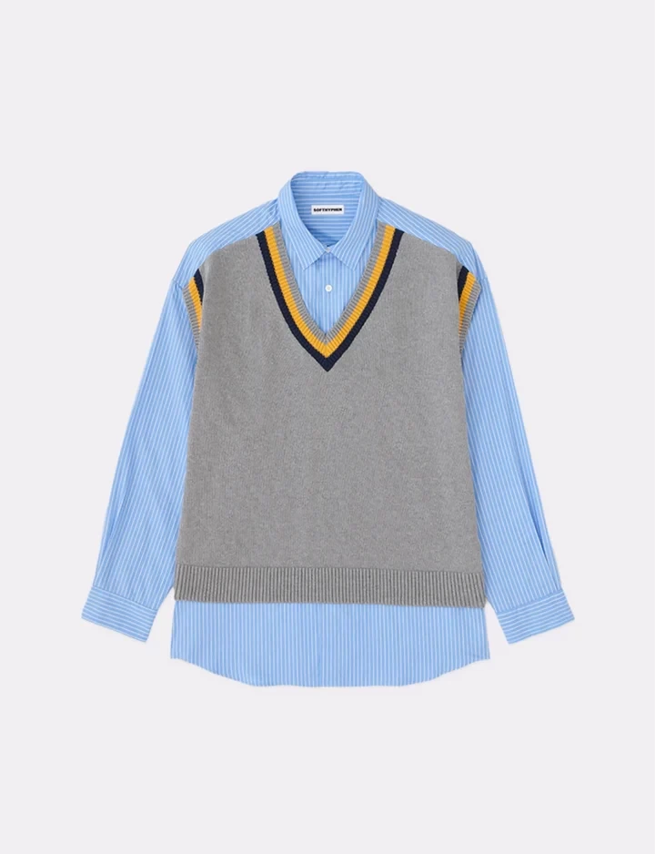 SOFTHYPHEN KNIT VEST LAYERED SHIRT
