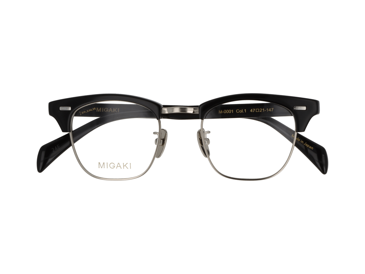 メガネのアイガン MIGAKI（度付き可能）M-0001　Col.1【ブラック/シルバー】