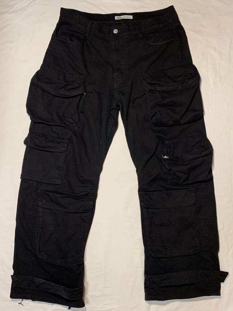 ZARA utility multi pocket pants black