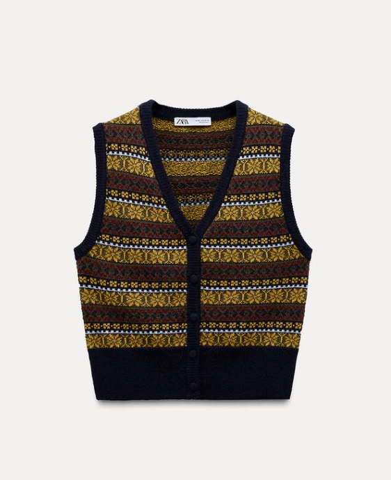 ZARA ジャカードニットベスト