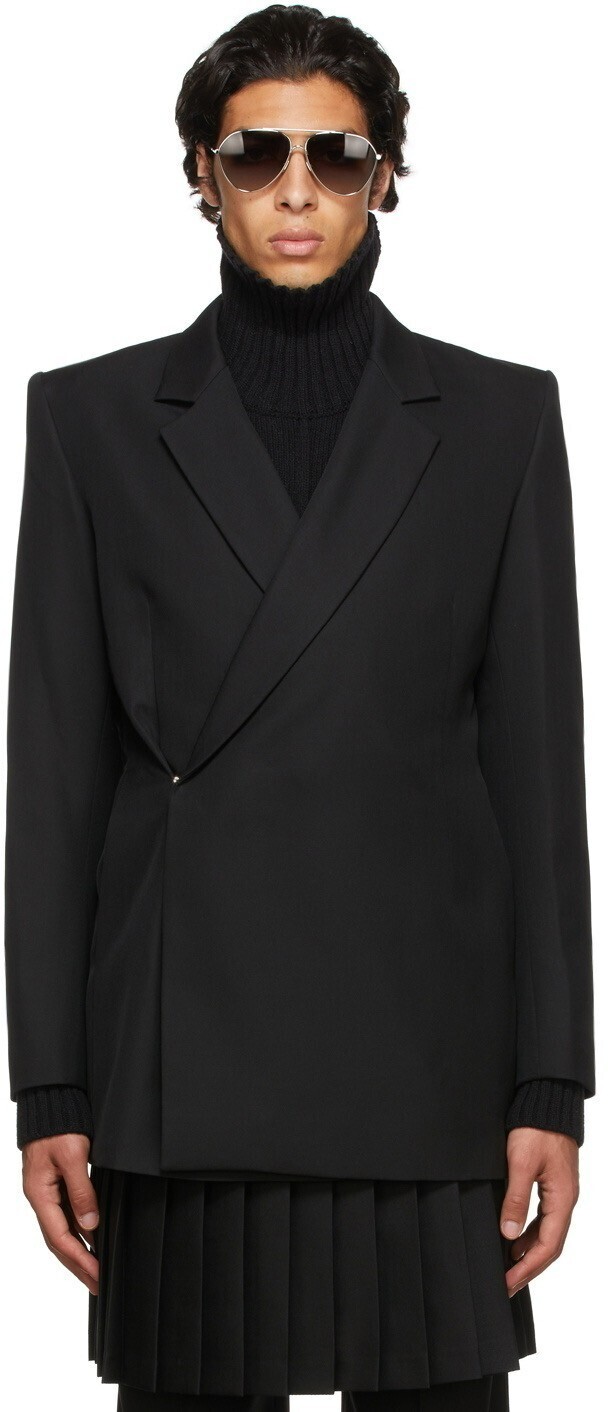 EGONlab Black Wool Double-Breasted Blazer