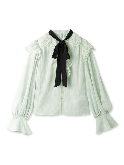 Lily Brown レースフフリルボウタイブラウス