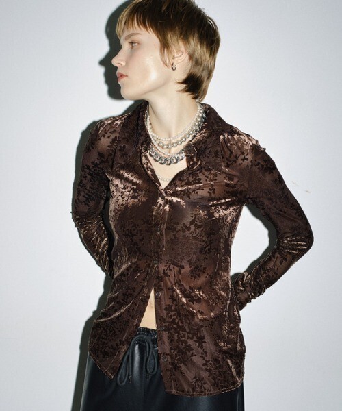 yae Sheer opal slim fit shirt