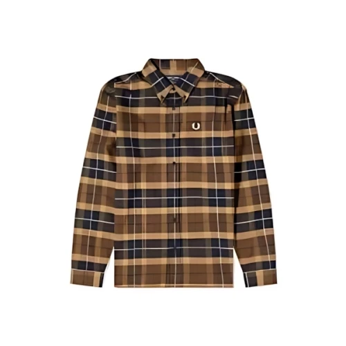 FRED PERRY Brushed Tartan Shirt Burnt Tobacco