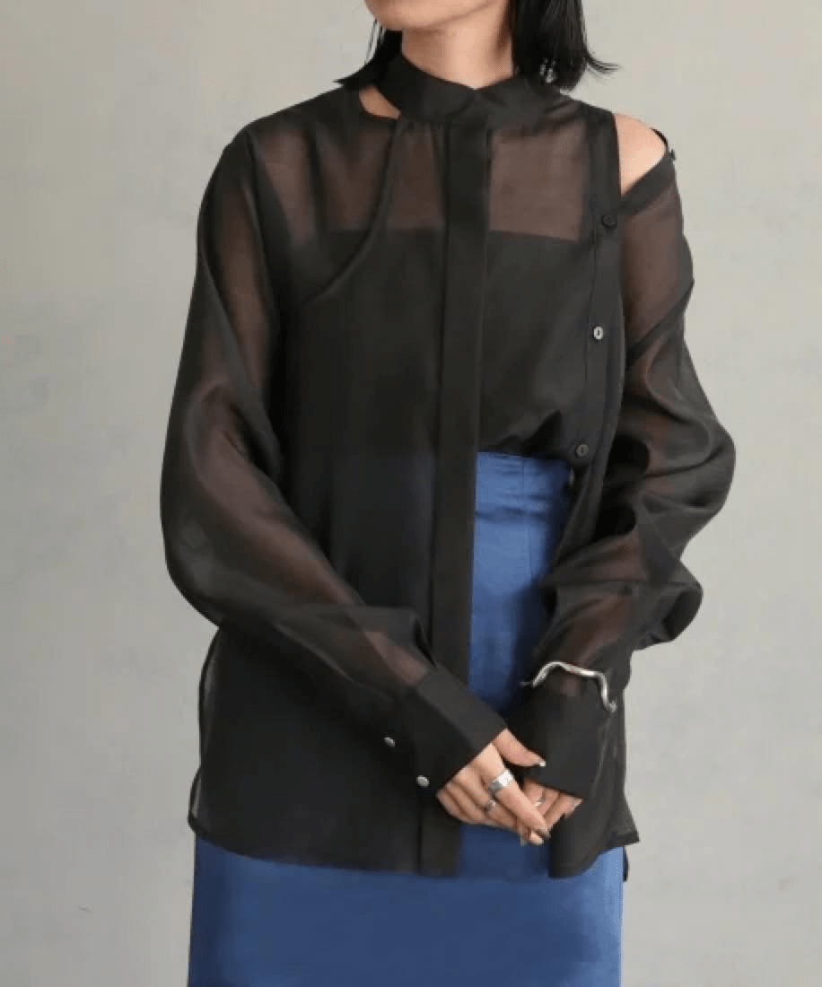 &g’aime BAND DESIGN SHEER SHIRT/988-64201