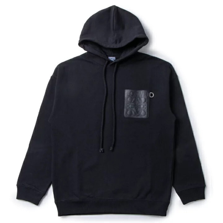 LOEWE ANAGRAM LEATHER PATCH HOODIE