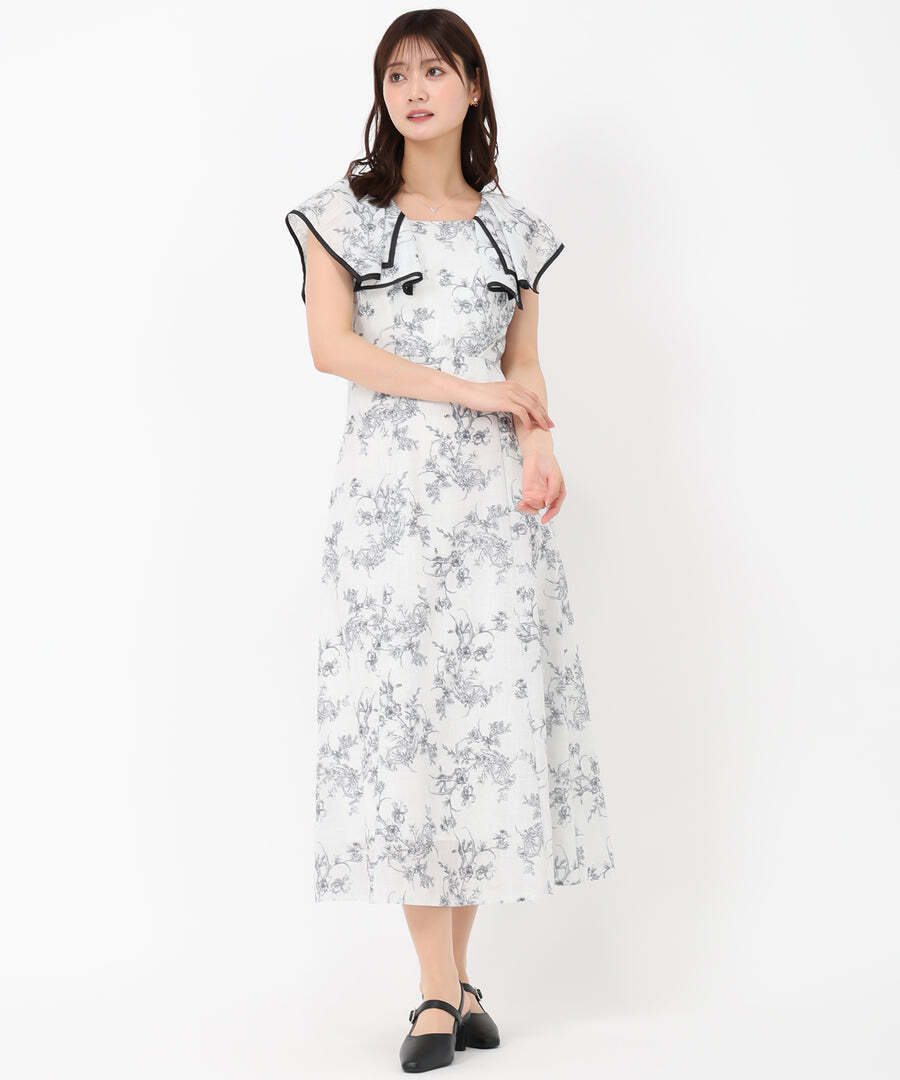 MISCHMASCH フラワージュイフリルカラーワンピース