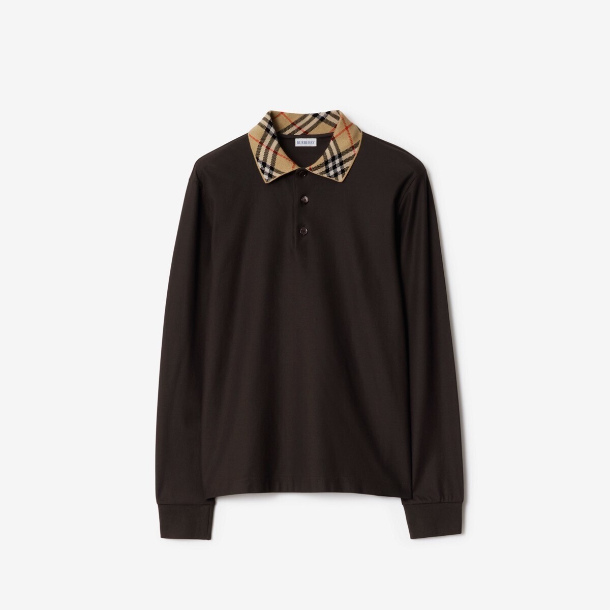 BURBERRY ロングスリーブ チェックカラー コットンポロシャツ