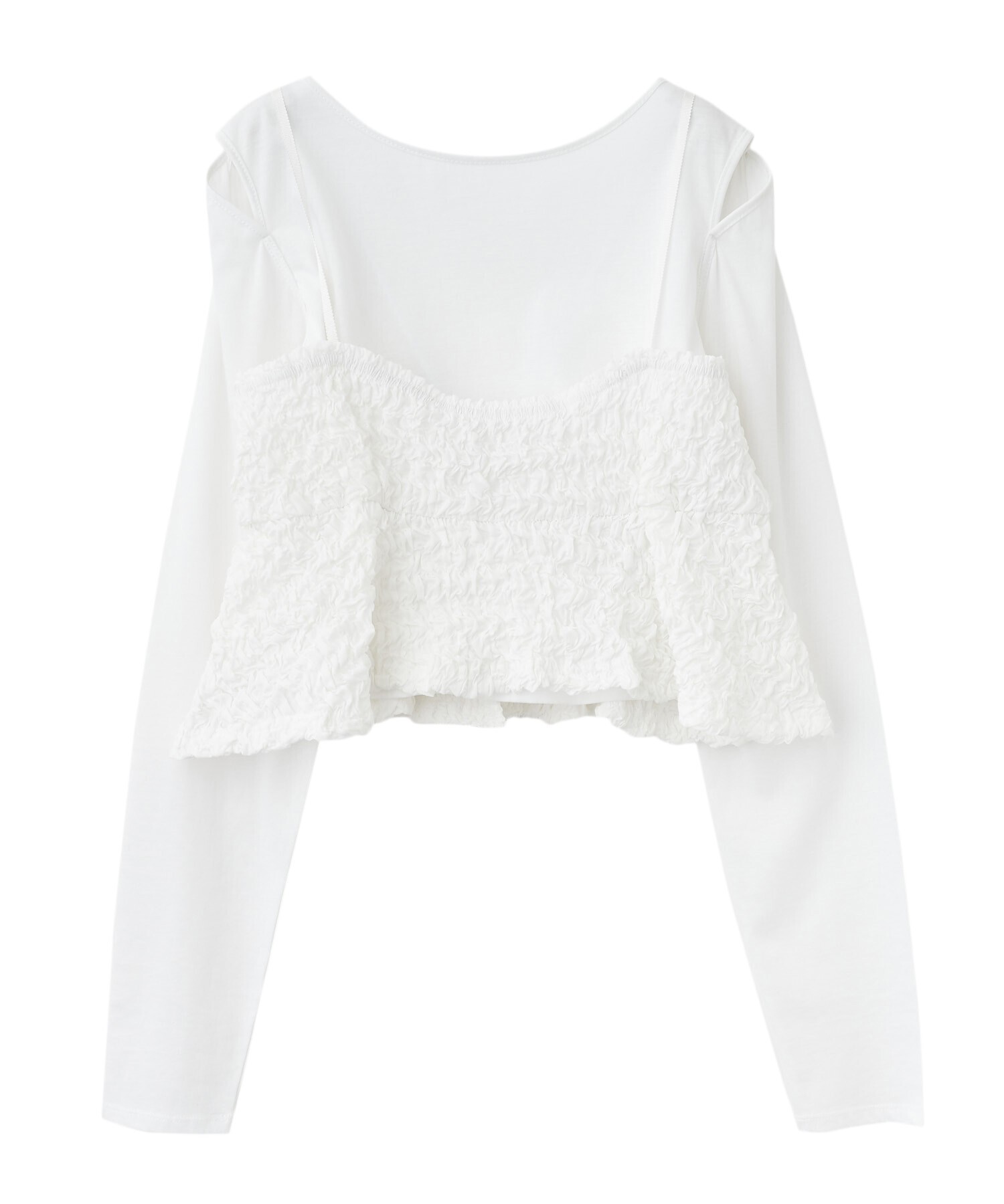 COCODEAL シャーリングペプラムキャミ×スリットデザインシアーロンT