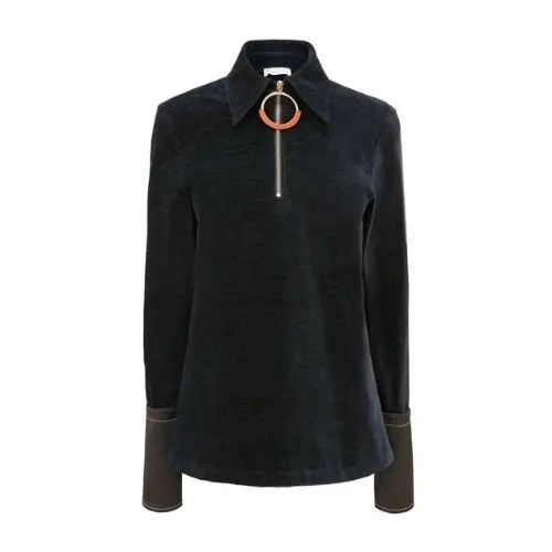 JW ANDERSON Satin-trimmed Stretch-chenille Top In Blue
