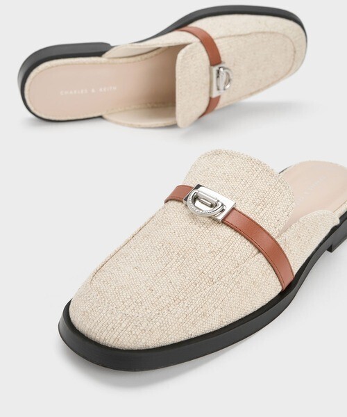 CHARLES & KEITH メタリックアクセント ローファーミュール