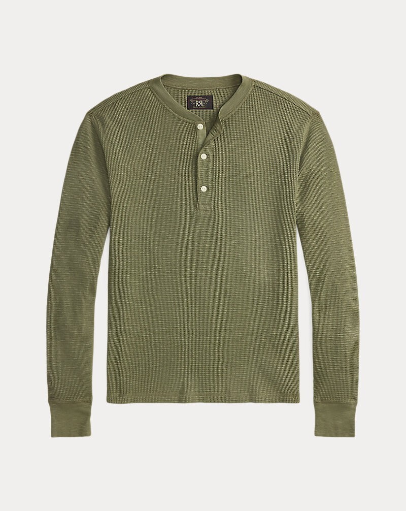 RRL ガーメントダイド ワッフルニット ヘンリーネック シャツ