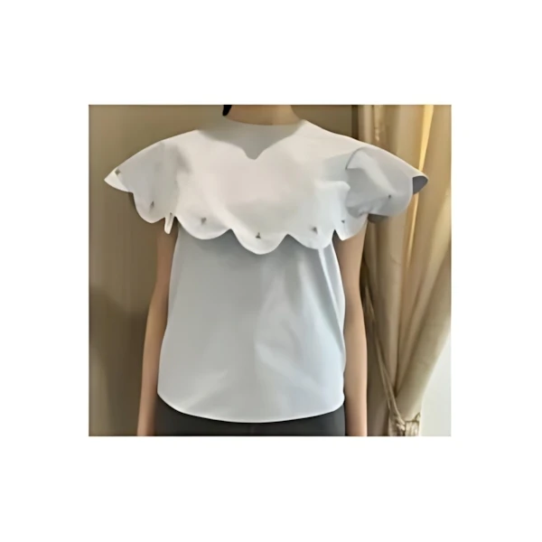 épine bijou scallop blouse iceblue