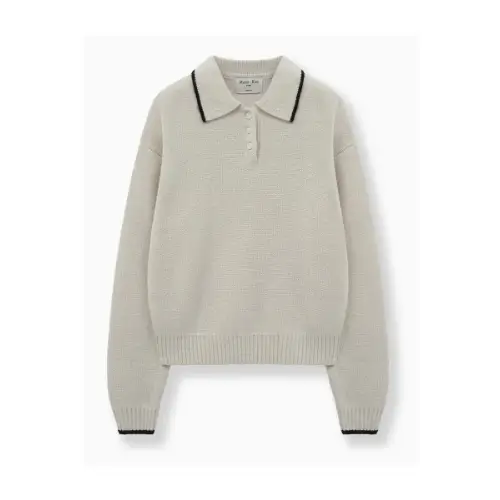 Matin Kim BACK LOGO COLLAR KNIT TOP FOR WOMEN