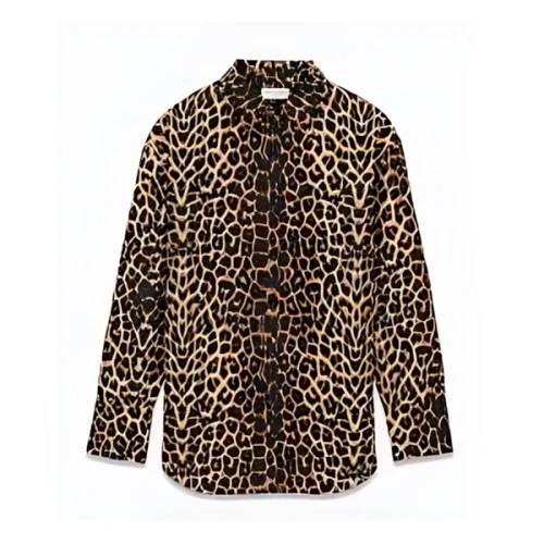 SAINT LAURENT オーバーサイズシャツ（レオパードシルクタフタ）