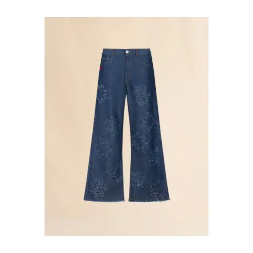 MARNI ブルーシャンブレー ジーンズ 太陽モチーフ