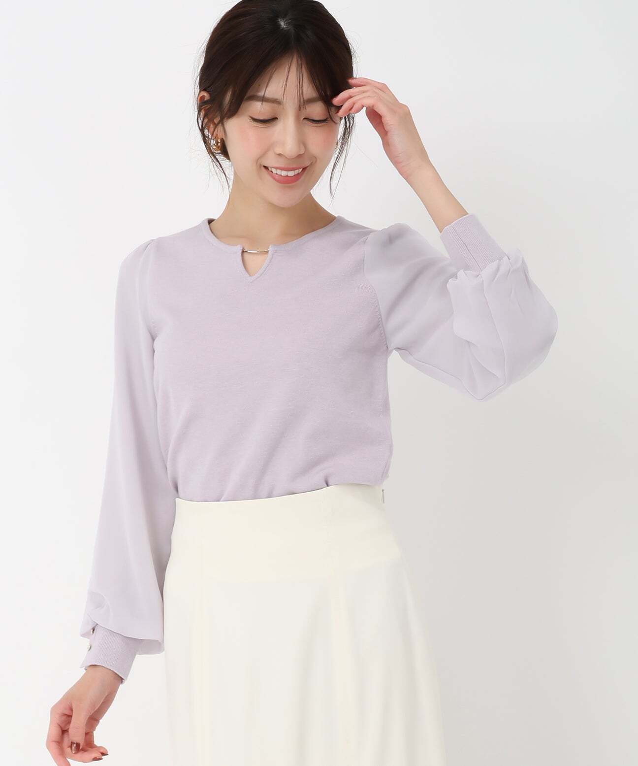 MISCHMASCH シフォン袖バー付きニット