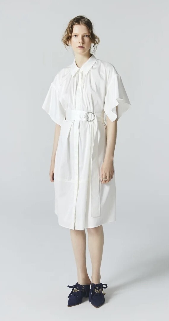 ADEAM Crimson Belted Shirt Dress