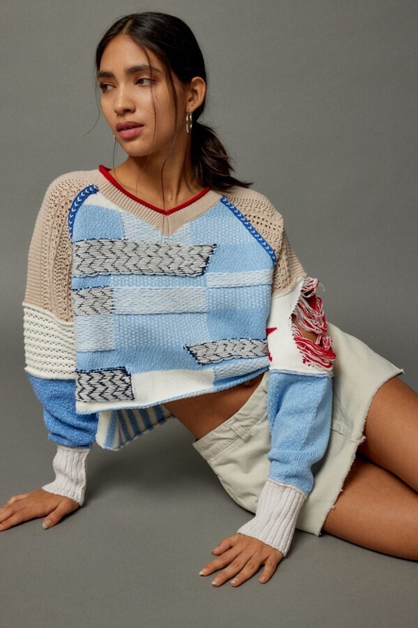 Urban Outfitters Johnny Patchwork Pullover Sweater