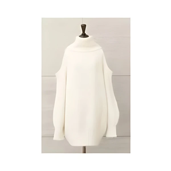 MISTREASS Open Shoulder Off Turtle Knit Dress