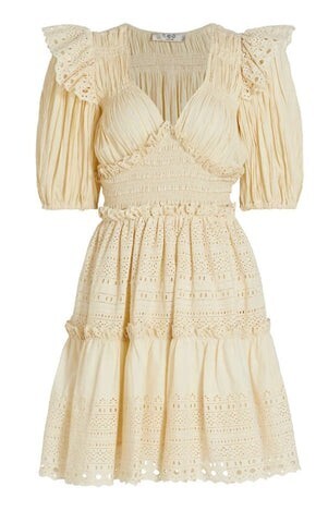 Sea New York Marley Pleated 3/4 Sleeve Smocked Dress