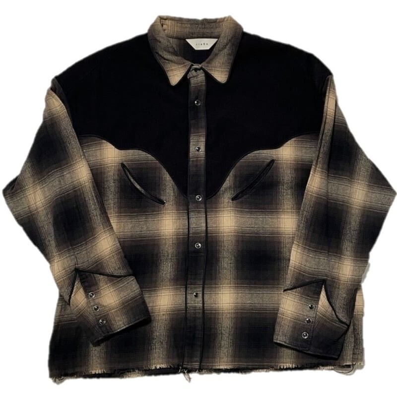 JieDa ombre plaid western shirt