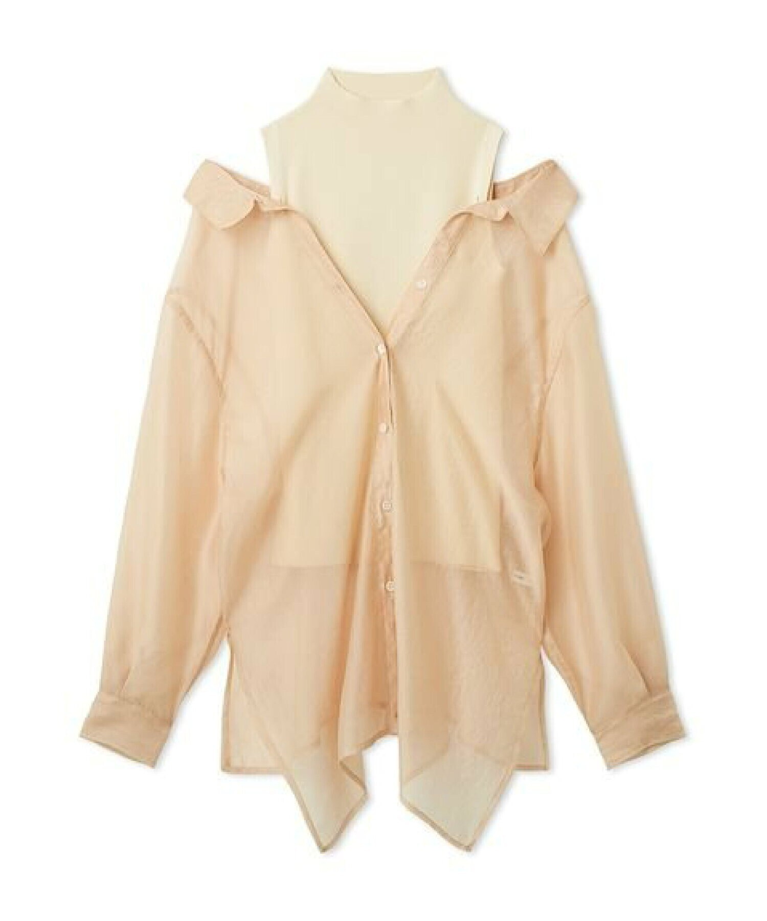 FRAY I.D セミシアーシャツレイヤードニット