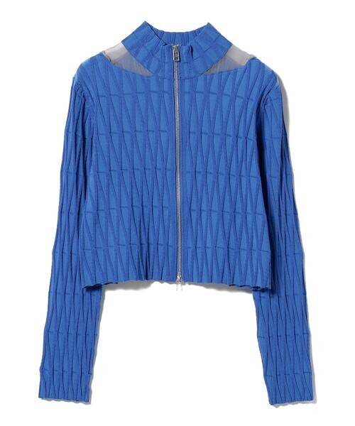 Ray BEAMS シアー ショルダー ジップ カーディガン