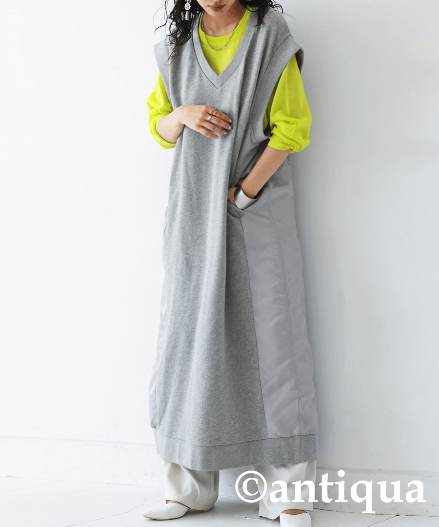 antiqua 裏毛ワンピース ワンピース レディース ロング ノースリーブ pn-00416