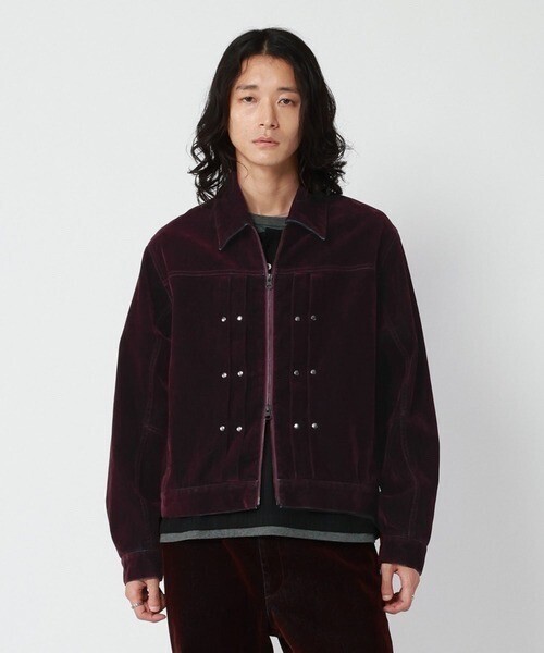 RAGEBLUE FLOCK PRINTED COMPACT DENIM JACKET/フロッキー加工コンパクトデニムジャケット