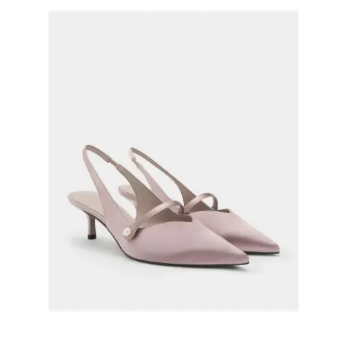 CHARLES & KEITH Helena ヘレナ パールスリングバックキトゥンヒール