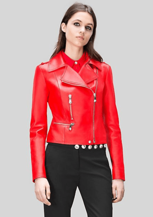 VERSUS VERSACE LION HEAD ZIP BIKER JACKET