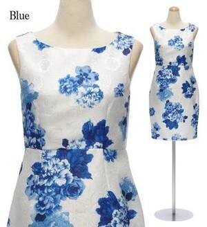 DressLine カラフルフラワープリント ノースリーブワンピースドレス