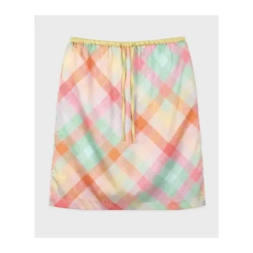 SINOON Check Printed Midi Skirt
