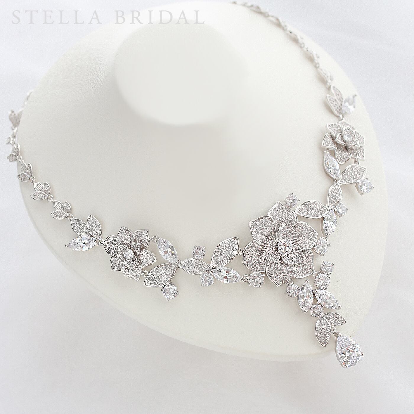 STELLA BRIDAL キュービックジルコニア ウェディングジュエリー ココ・フルール - ロゼ クリア / ネックレス