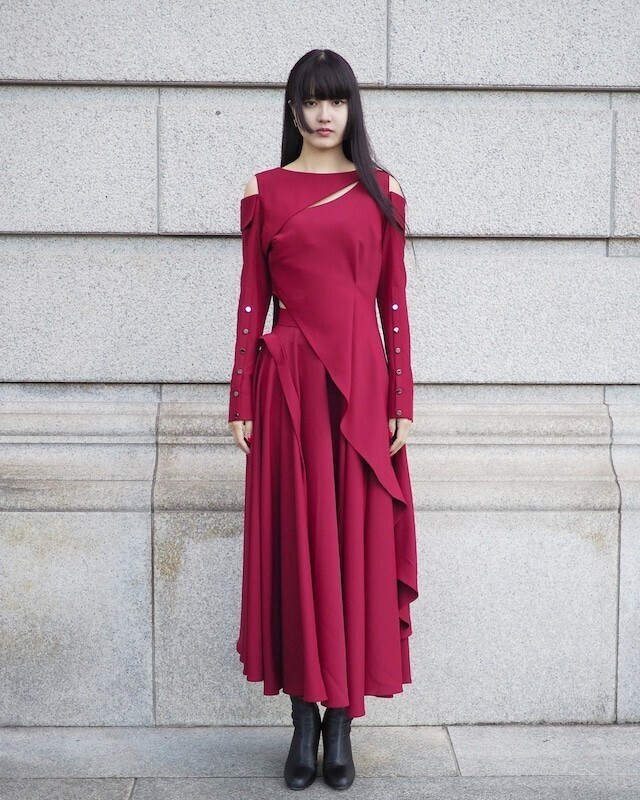 IMMEZ ASYMMETRY DRAPE SKIRT