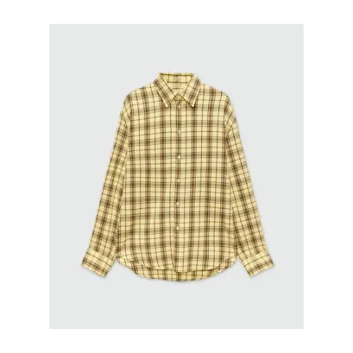 MSGM Yellow viscose shirt with check pattern