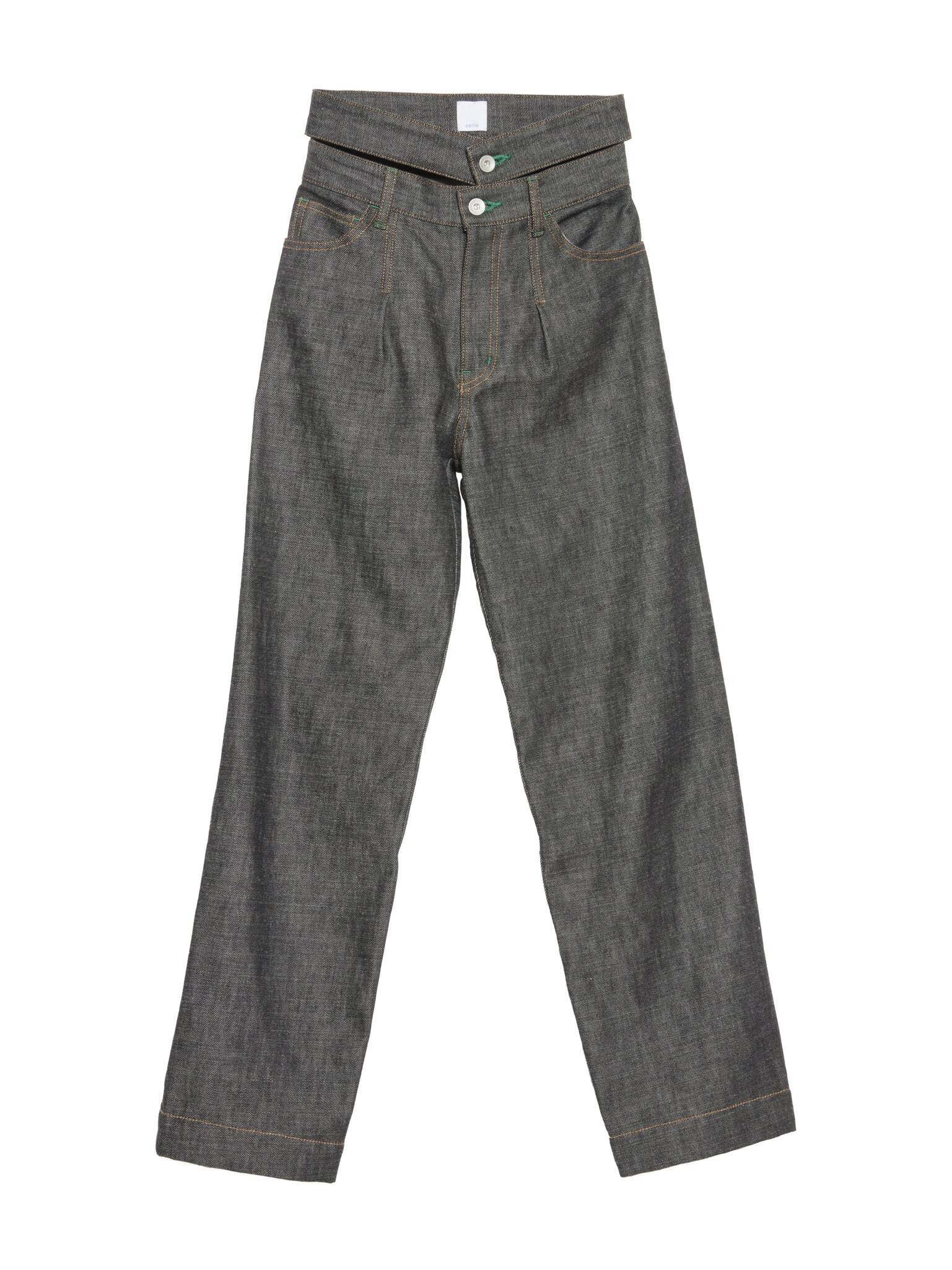 eenie Double Belt High-waist Denim Pants