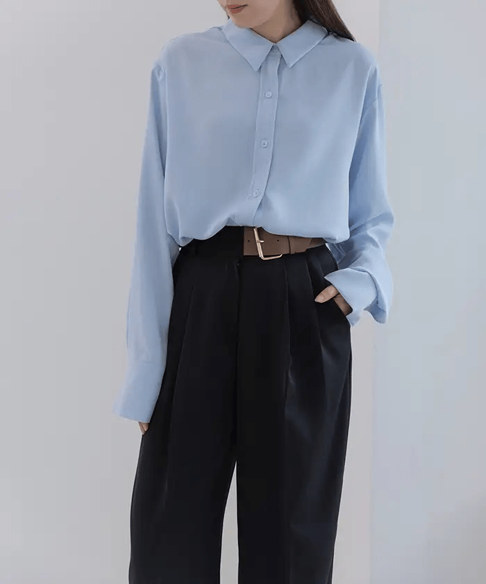 Jolie Mallette Belt Design Wide Slacks Pants