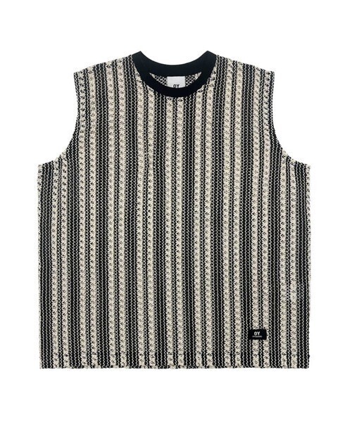 OY STRIPE CROCHET KNIT VEST