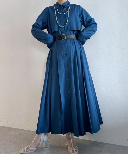 HARE プリーツフェイクレザーベルトワンピース