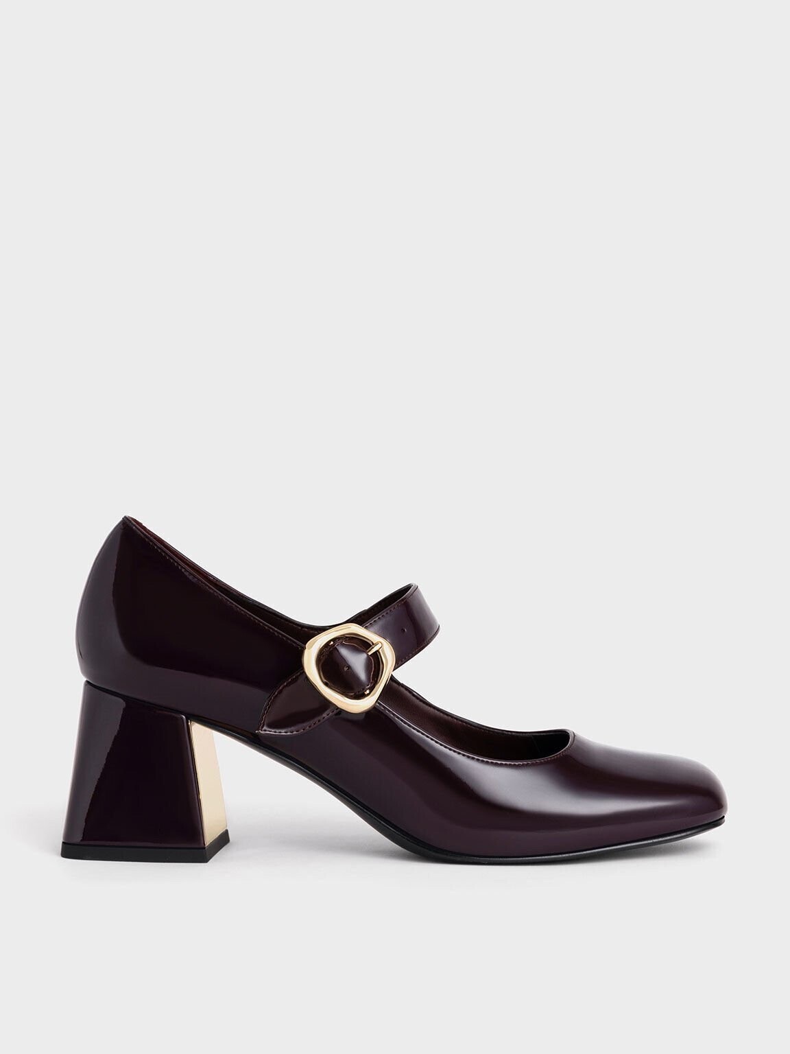 CHARLES & KEITH パテント バックルメリージェーンパンプス - マルーン