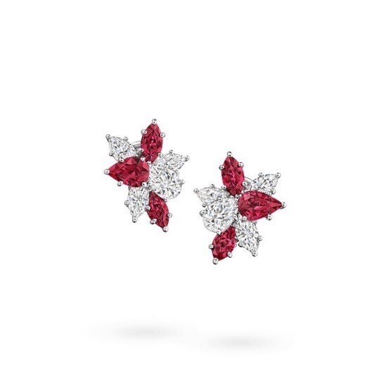 Harry Winston ウィンストン・クラスター・ルビー・イヤリング