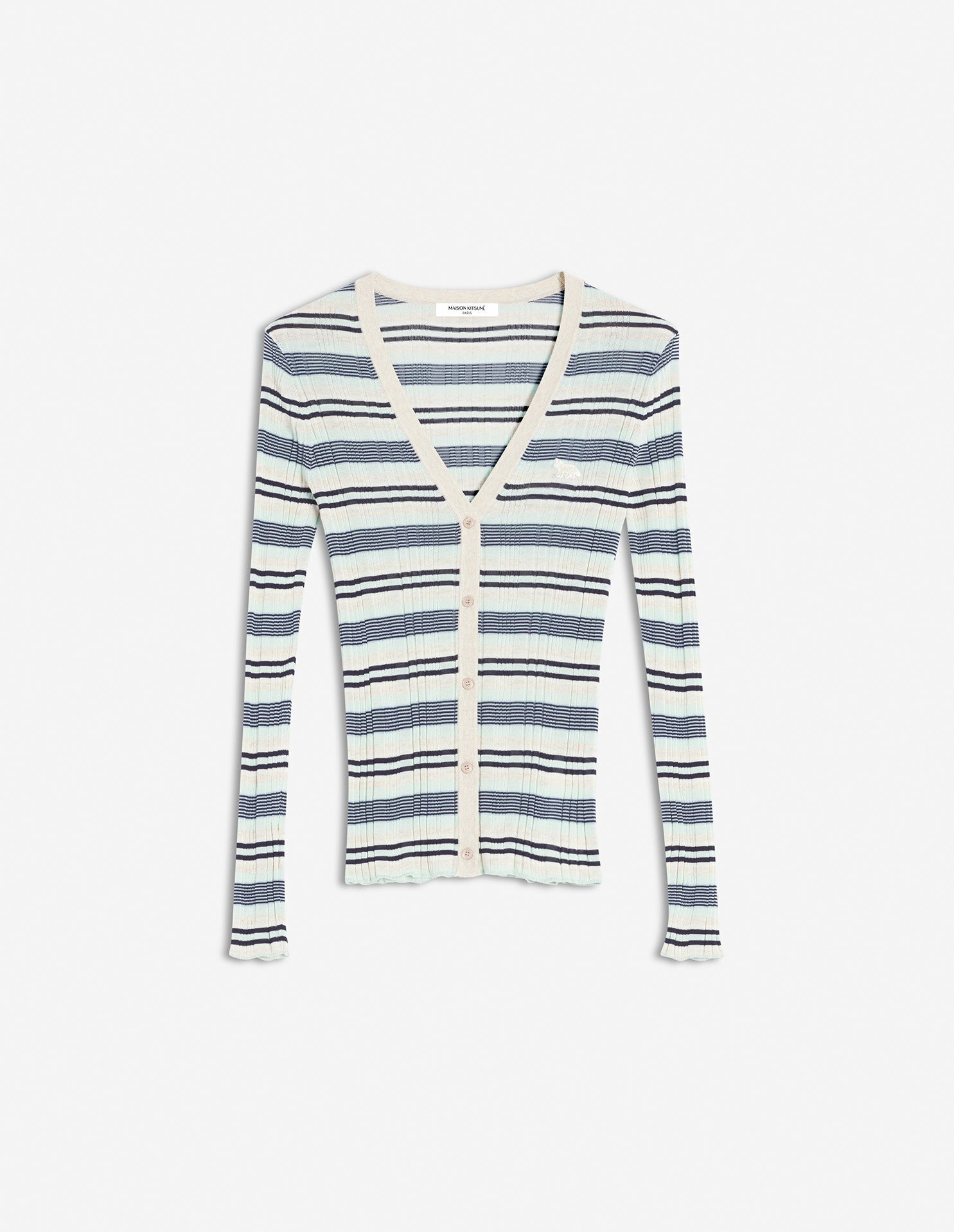 Maison Kitsuné ファイン リブ ストライプ カーディガン