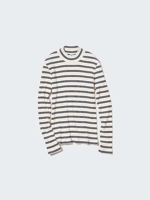 UNIQLO リブボーダーハイネックＴ